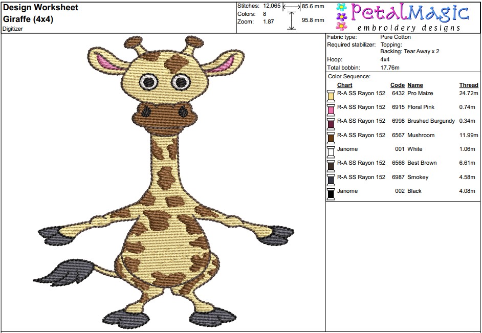 African Animals Giraffe Filled Stitch - Image 3