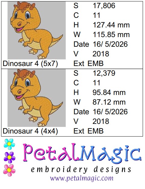 Dinosaur 4 Pachycephalosaur Filled Stitch Design - Image 2