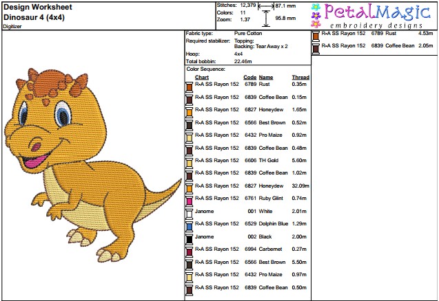 Dinosaur 4 Pachycephalosaur Filled Stitch Design - Image 3