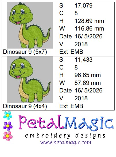 Dinosaur 9 Brachiosaurus Filled Stitch Design - Image 2