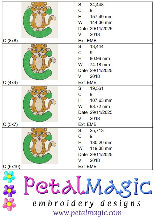 Animal Alphabet C Filled Stitch Design - Image 2