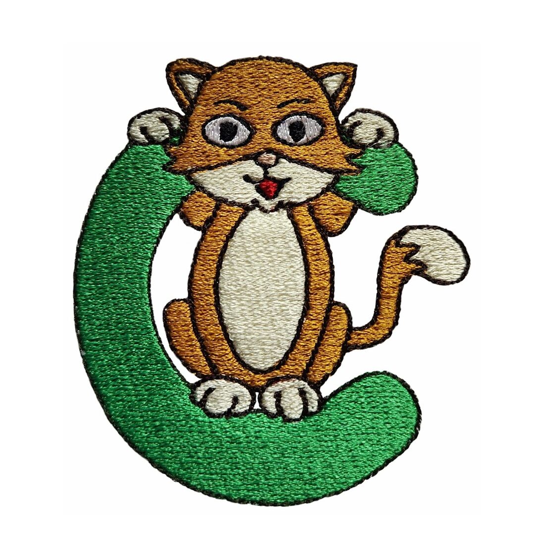 Animal Alphabet C & Cat filled stitch machine embroidery design