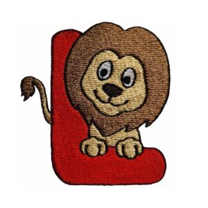Animal Alphabet L with a lion machine embroidery design