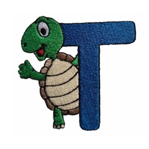 Animal Alphabet T with a tortoise machine embroidery design
