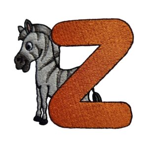 Animal Alphabet Z with a zebra machine embroidery design