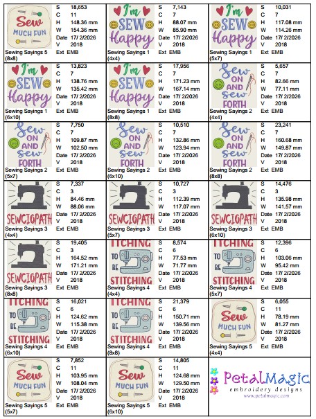 Sewing Sayings Set of 10 Filled Stitch Designs - Image 12