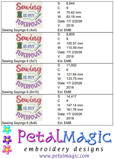 Sewing Sayings 6 Filled Stitch Design - Image 2