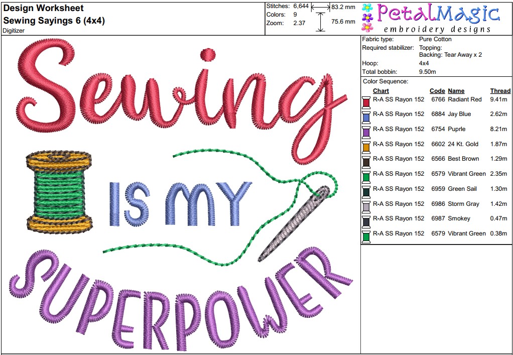 Sewing Sayings 6 Filled Stitch Design - Image 3