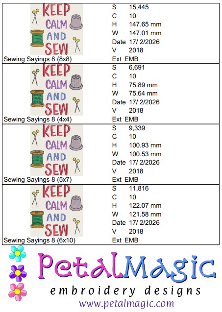 Sewing Sayings 8 Filled Stitch Design - Image 2