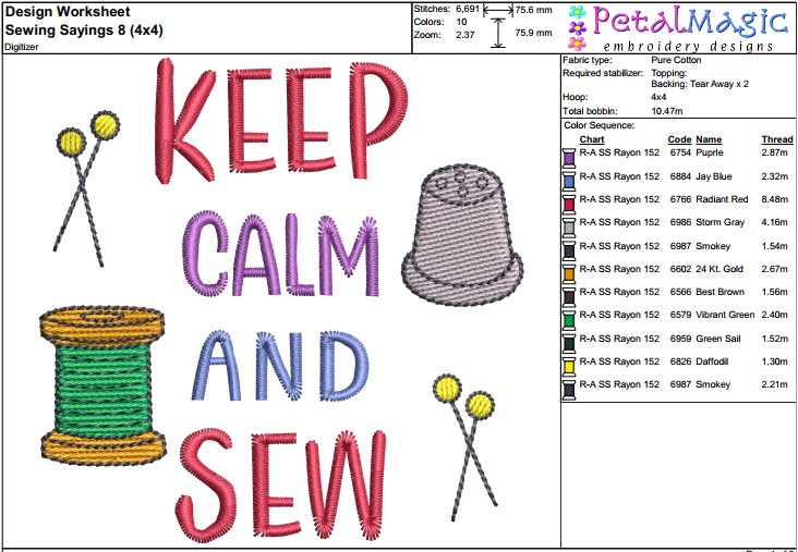 Sewing Sayings 8 Filled Stitch Design - Image 3
