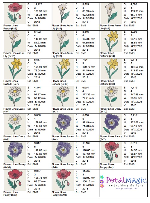 Flower Lines Set of 10 Filled Stitch Designs - Image 12