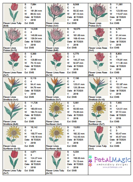 Flower Lines Set of 10 Filled Stitch Designs - Image 13