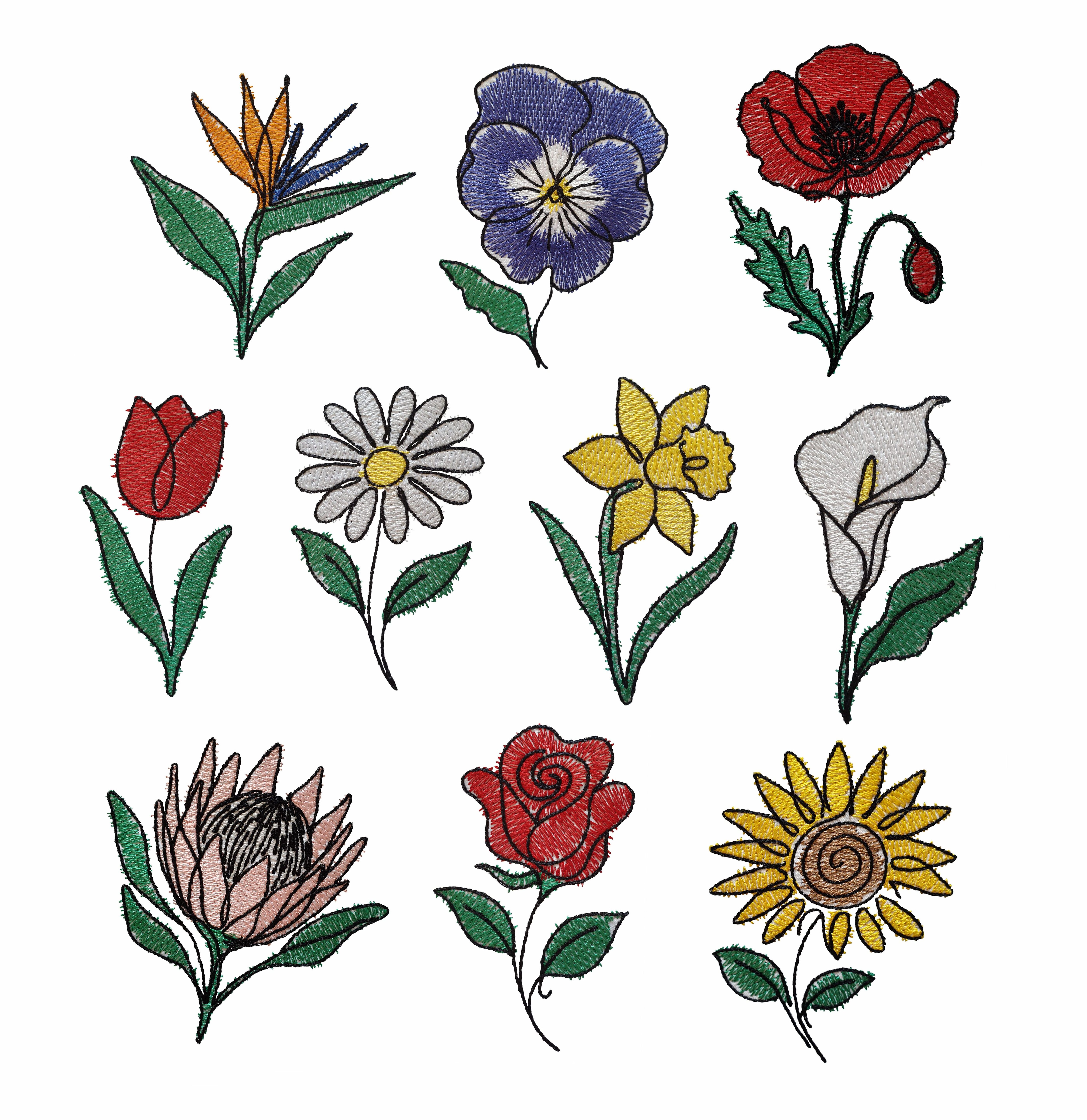 Abstract Flowers set of 10 machine embroidery designs